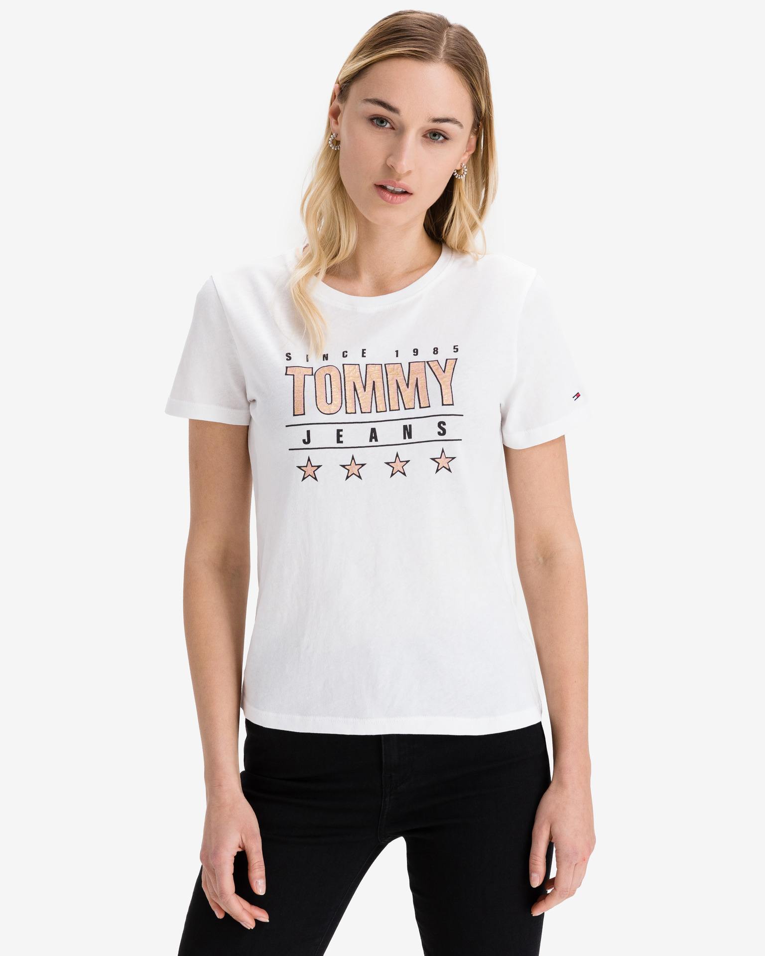 Obrázok Slim Metallic Tričko Tommy Jeans | Biela | Dámske | M