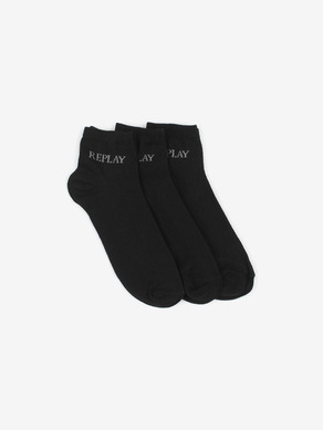 Replay Low Cut Basic Leg Logo Ponožky 3 páry