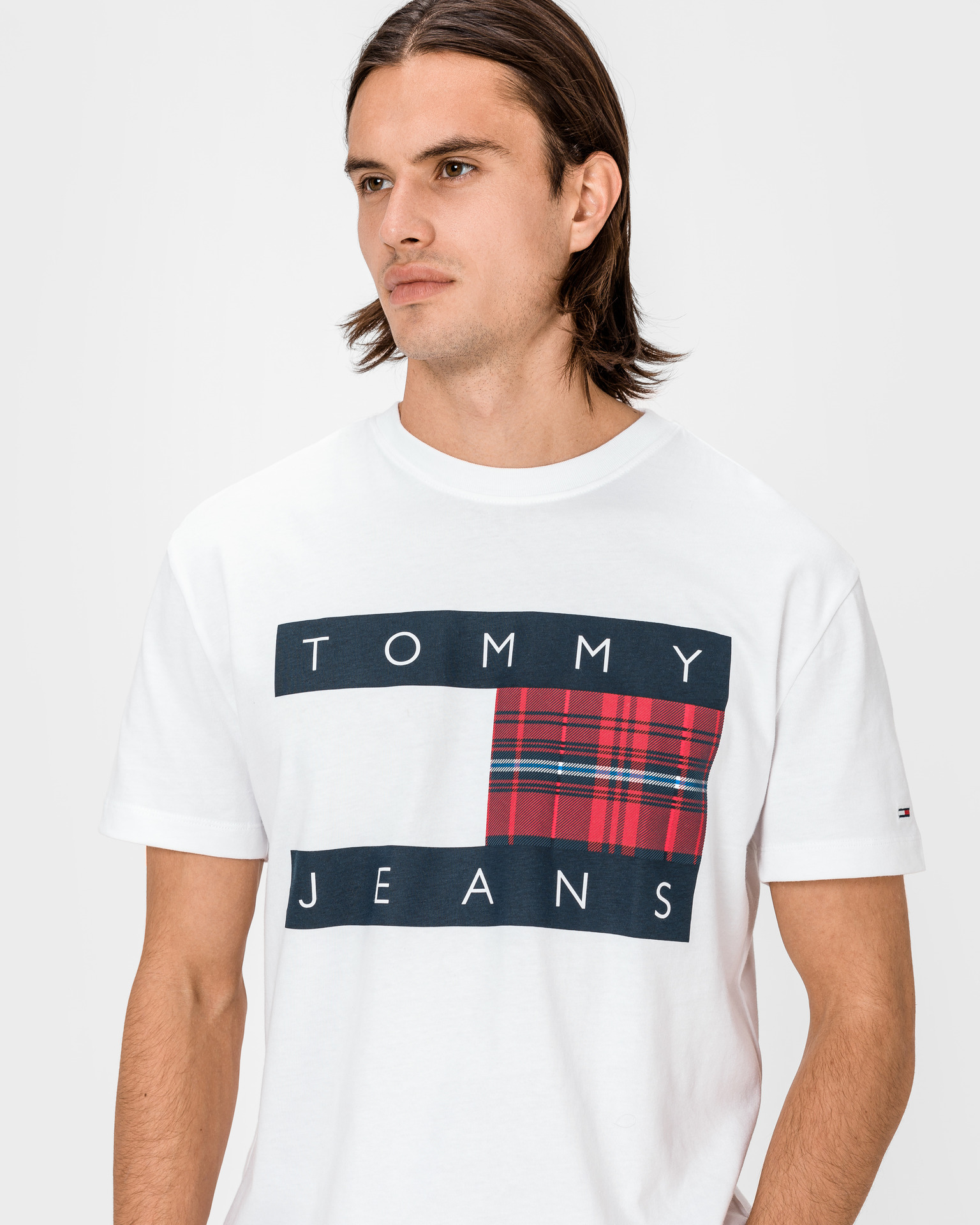 mouw twee weken Saga Tommy Jeans - Plaid Centre Flag T-shirt Bibloo.com