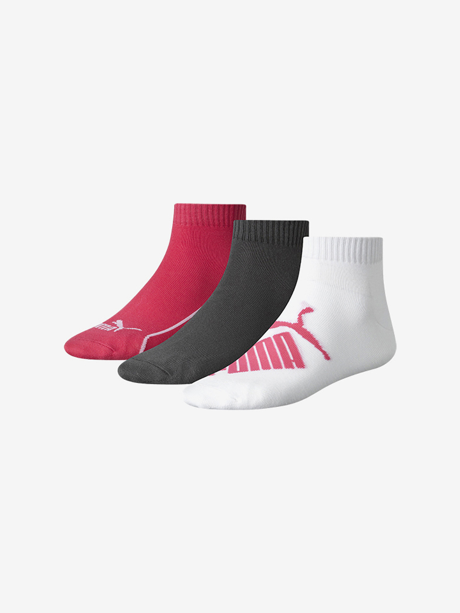 Fotografie Sada tří párů ponožek v tmavě růžové, šedé a bílé barvě Puma - 35-38