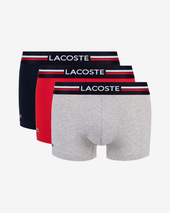 Lacoste Iconic Cotton Stretch Boxers 3 pcs Blu Rosso Griggio