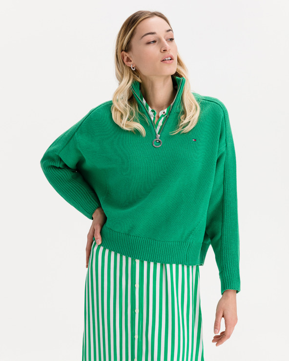 tommy hilfiger green sweater women's