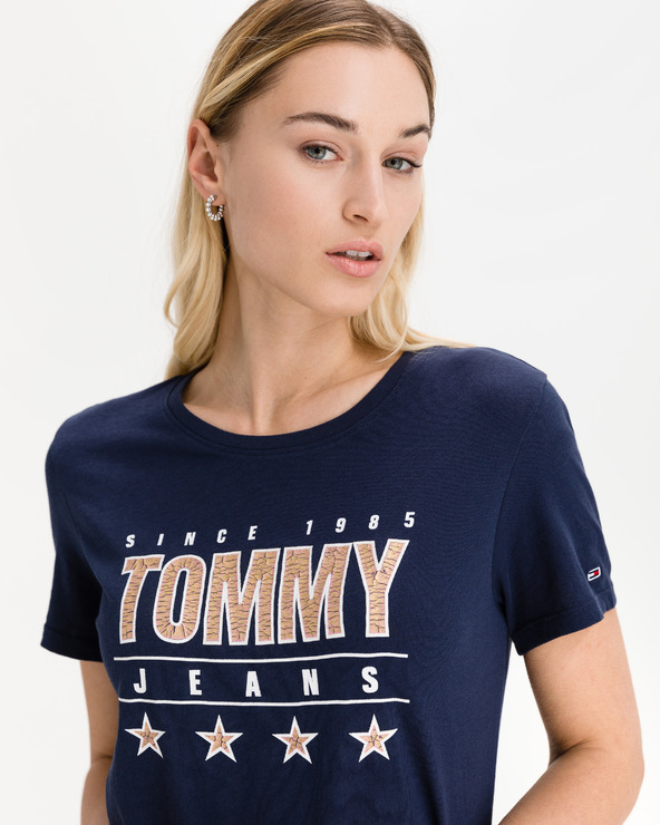 Levně Tommy Jeans Slim Metallic Triko Modrá