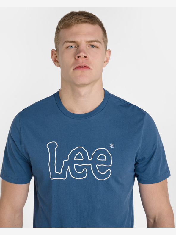 Lee Wobbly Logo Koszulka Niebieski