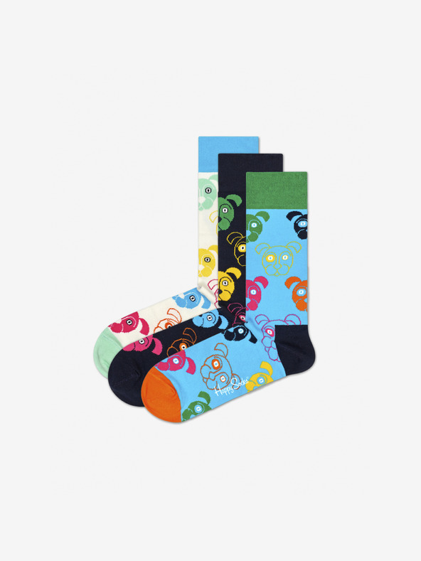 Levně Happy Socks Dog Ponožky 3 páry Modrá