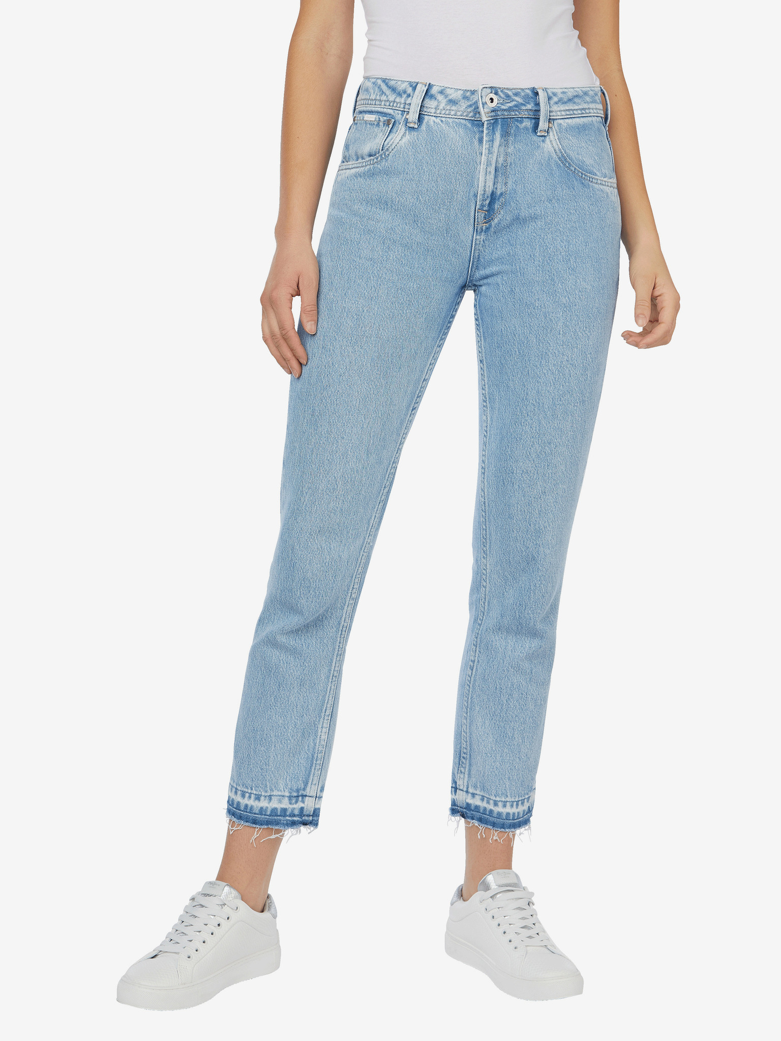 Fotografie Světle modré dámské zkrácené slim fit džíny Pepe Jeans Violet - XS