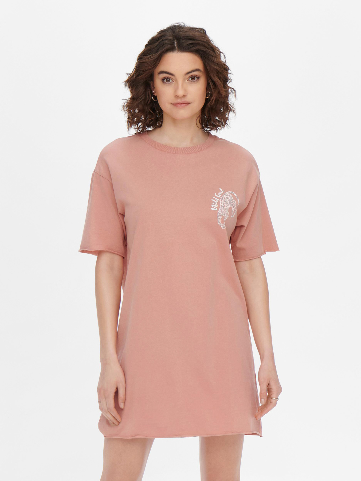 Fotografie Světle růžové krátké šaty s potiskem ONLY Lucy - XS