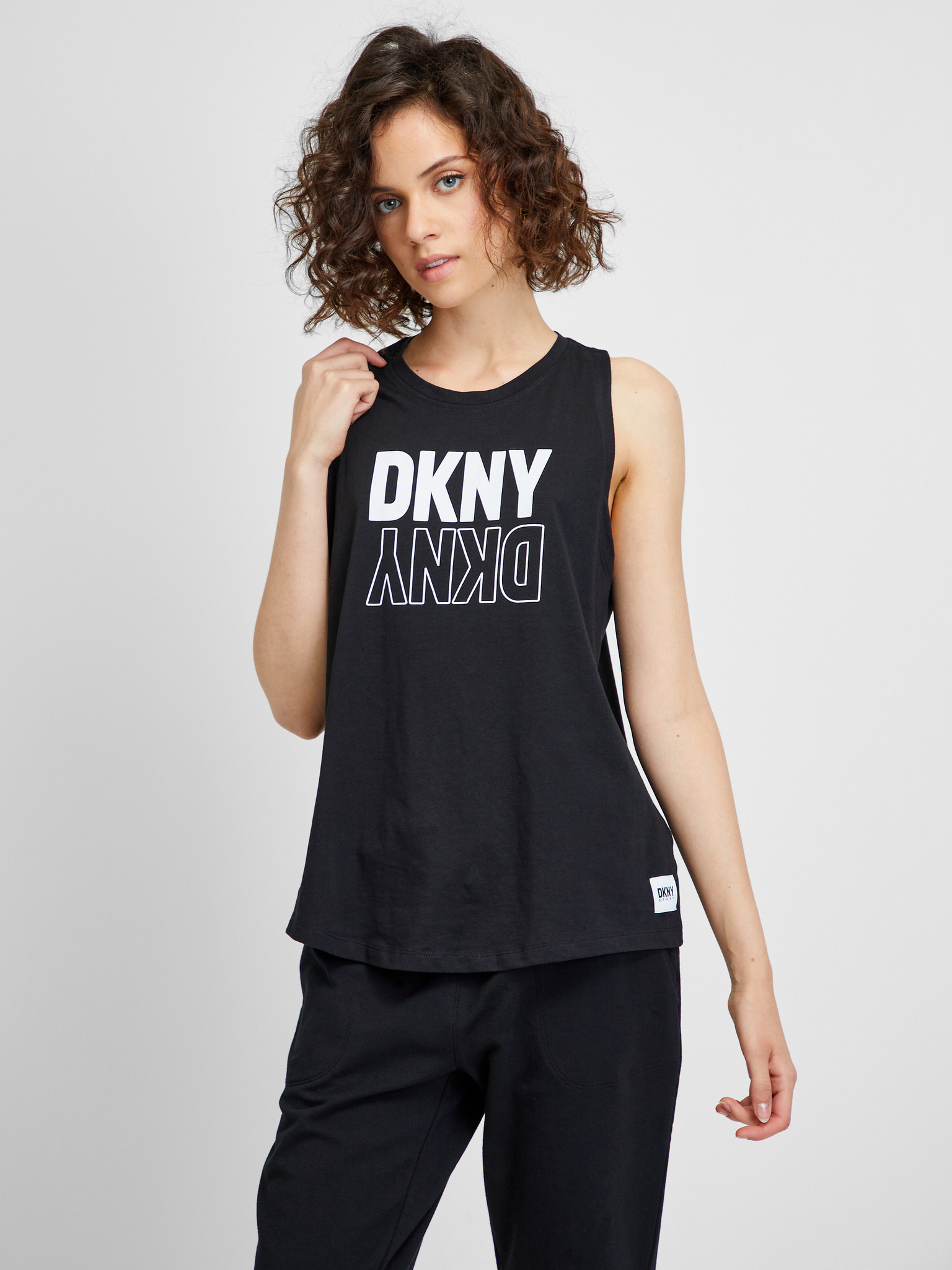 DKNY Womens Sport Cotton Logo Tank Top 