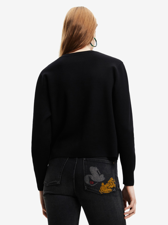 Desigual Mickey Patch Denim Sweater Negro