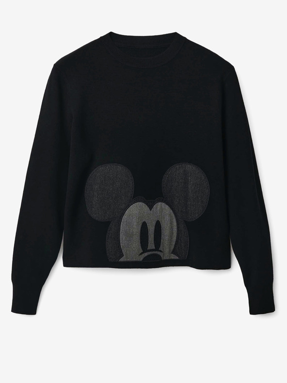 Desigual Mickey Patch Denim Sweater Negro