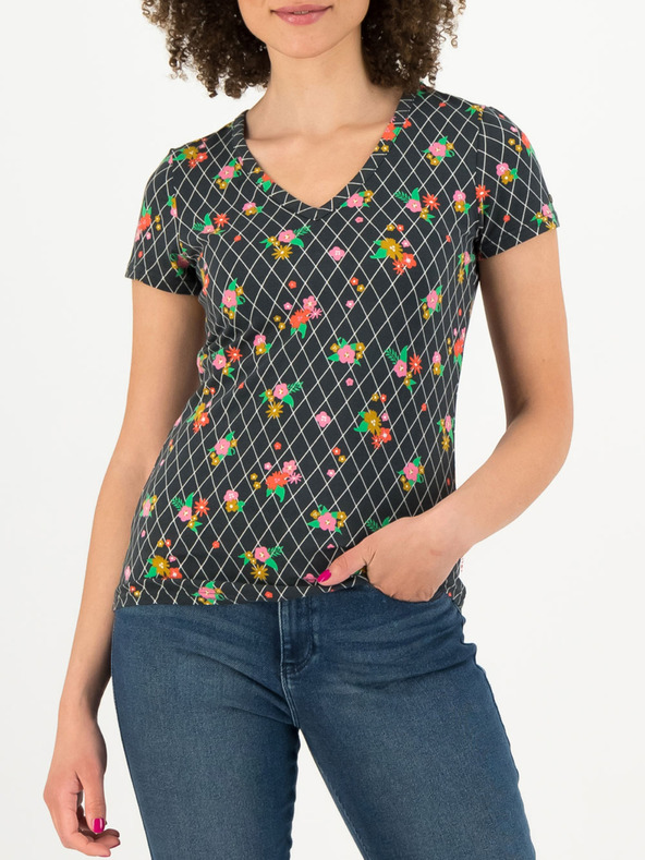 Blutsgeschwister Grid Of Flowers T-shirt Negro