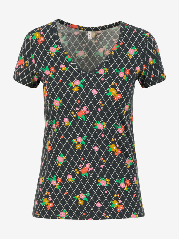 Blutsgeschwister Grid Of Flowers T-shirt Negro