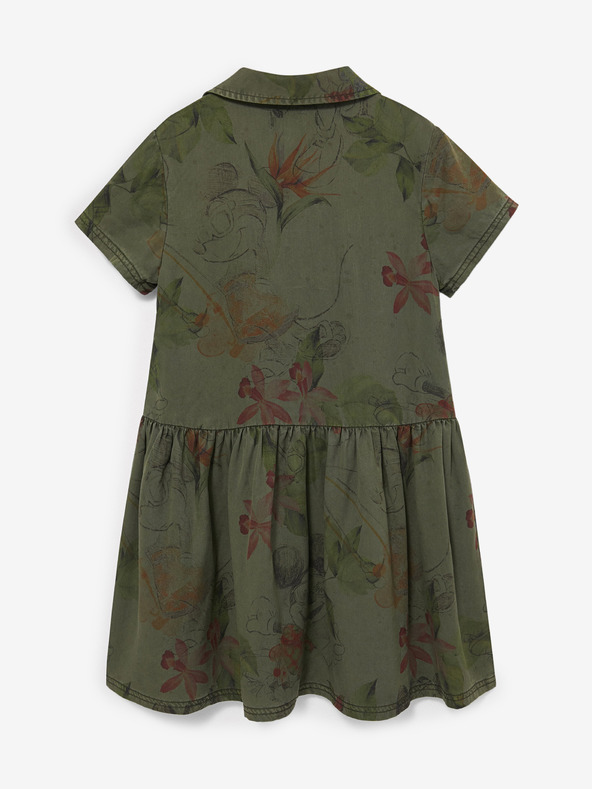 Desigual Mickey Camo Flower Kids Dress Verde