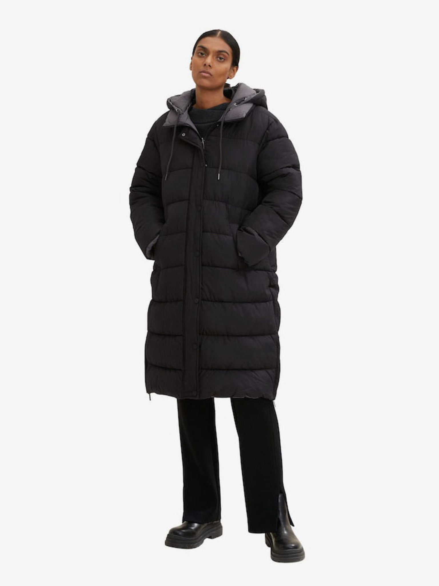 Fotografie Černý dámský zimní prošívaný oboustranný kabát Tom Tailor - L