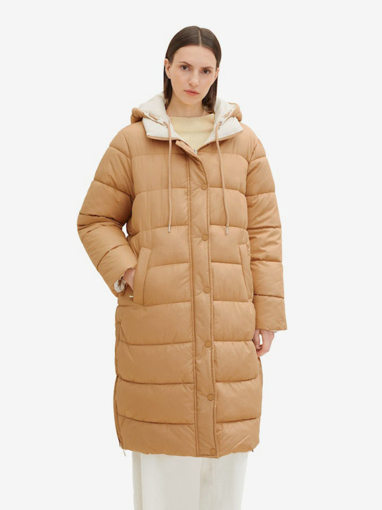 Fotografie Béžový dámský zimní prošívaný oboustranný kabát Tom Tailor - XXL