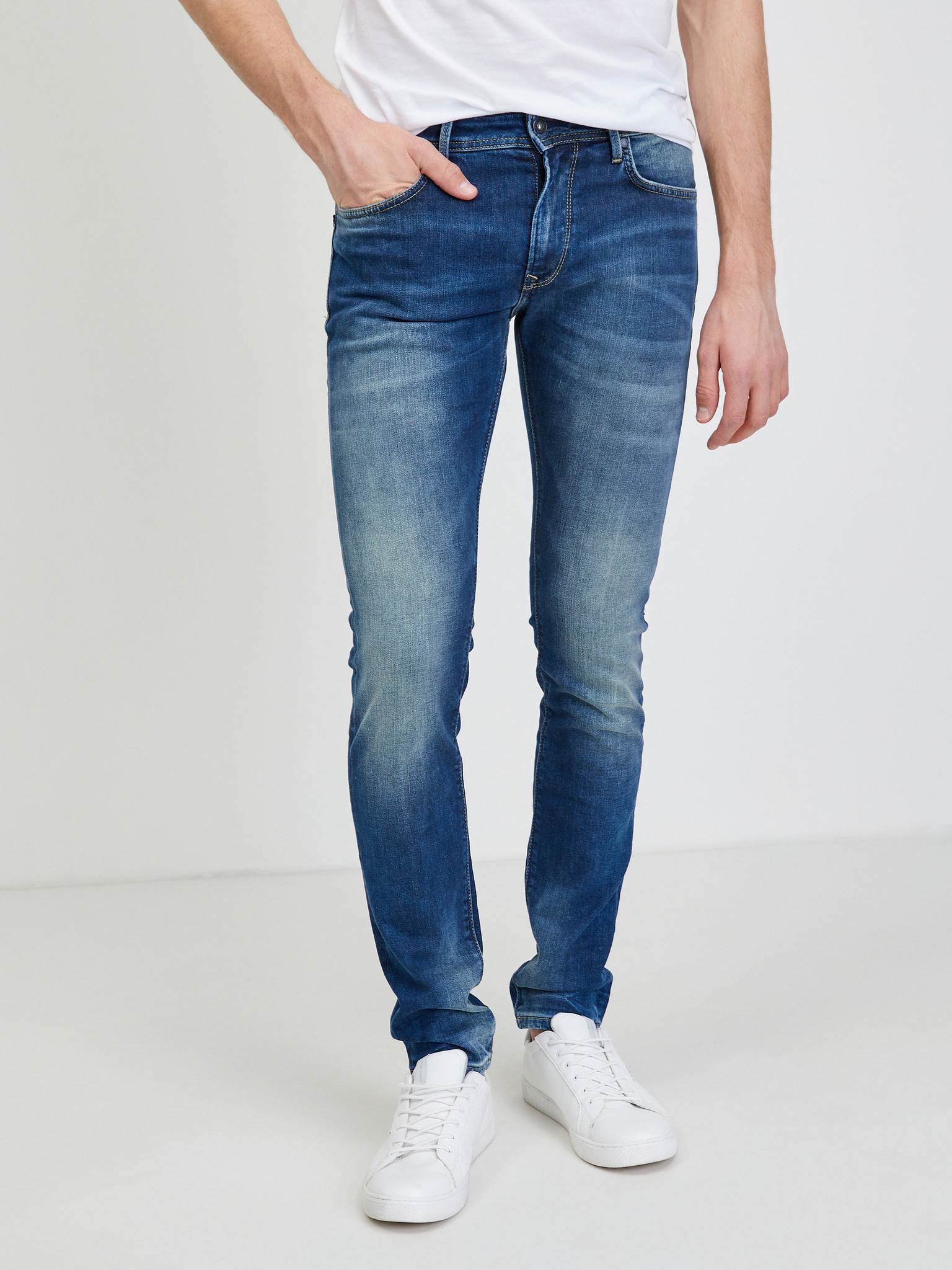 Fotografie Tmavě modré pánské slim fit džíny Pepe Jeans Stanley - XS (28/32)