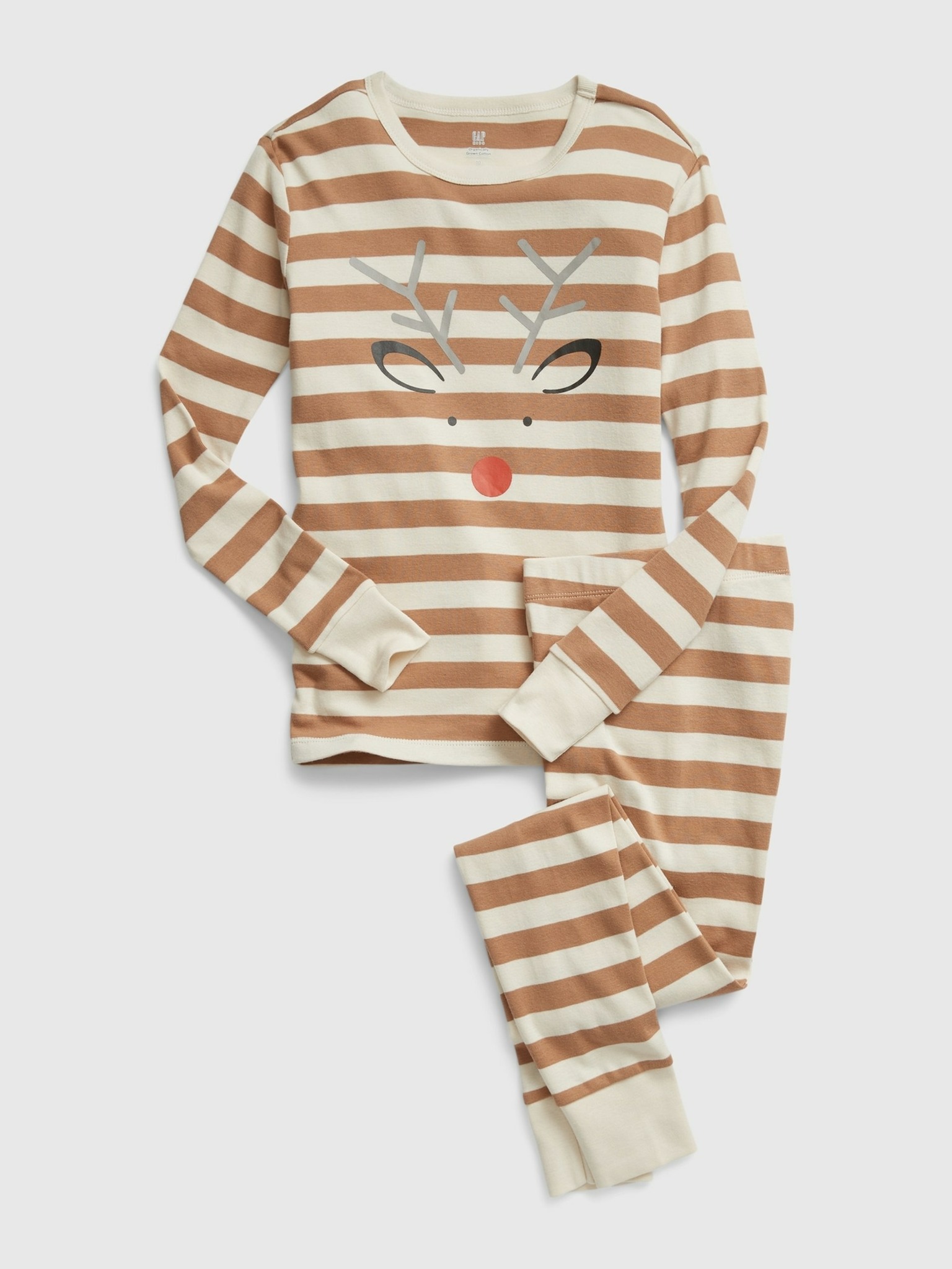Fotografie Hnědé dětské pruhované pyžamo GAP - 104