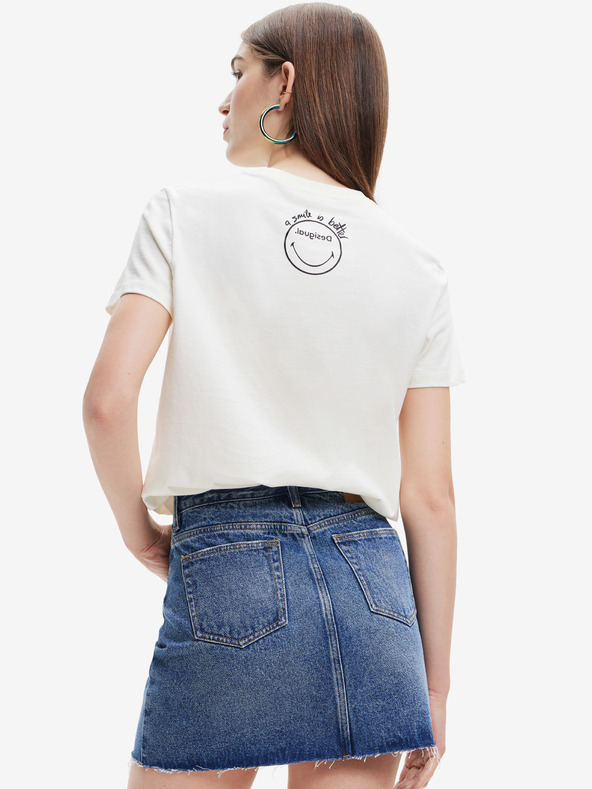 Desigual Margarita Smiley T-shirt Blanco