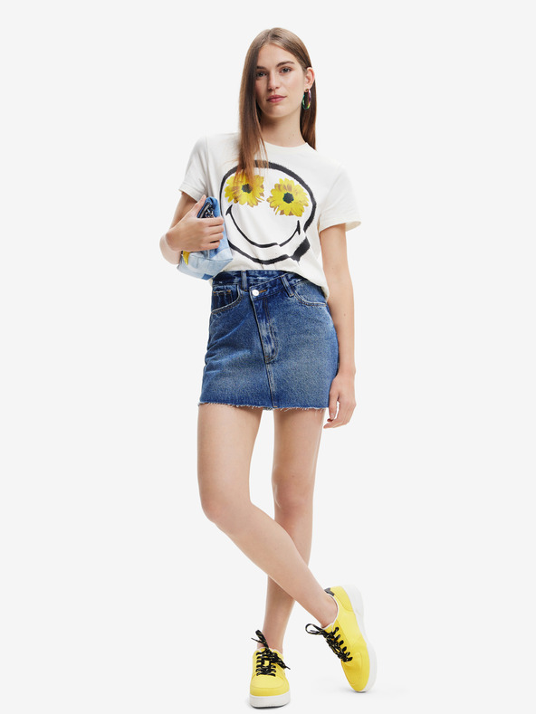 Desigual Margarita Smiley T-shirt Blanco