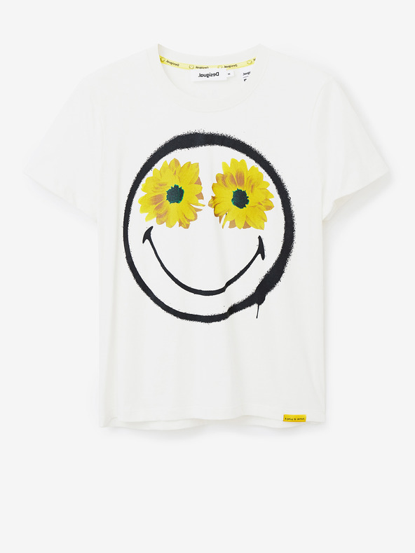 Desigual Margarita Smiley T-shirt Blanco