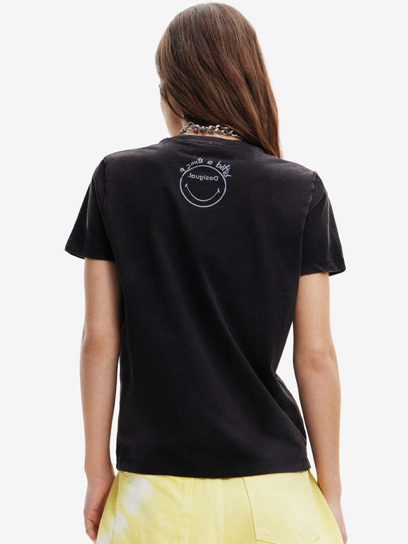 Desigual Margarita Smiley T-shirt Negro