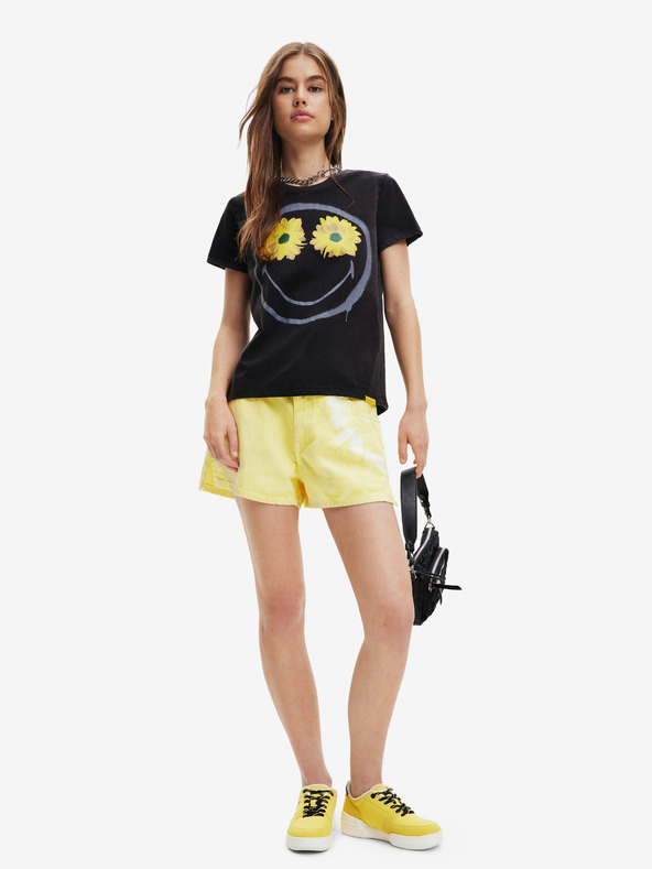 Desigual Margarita Smiley T-shirt Negro