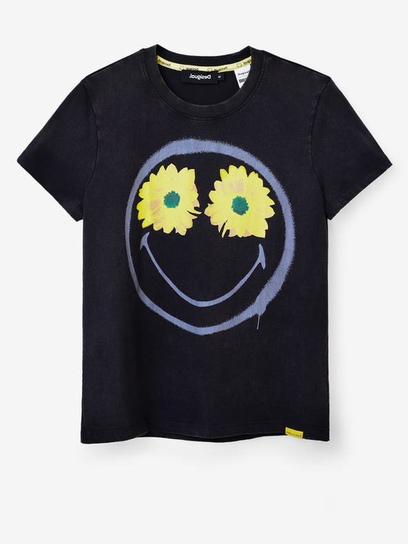 Desigual Margarita Smiley T-shirt Negro