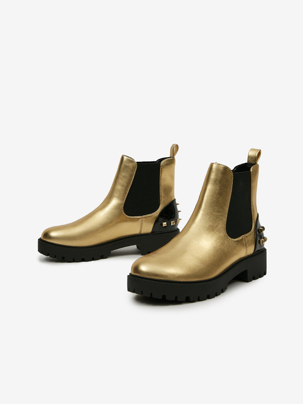 Desigual Biker Gold Ankle Boots Dorado