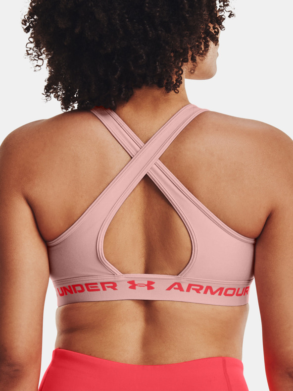 Under Armour UA Crossback Mid Hthr Sport Bra Rosa