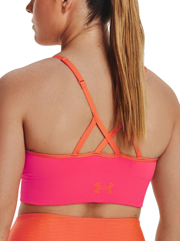 Under Armour UA Seamless Low Long Rib Sport Bra Rosa