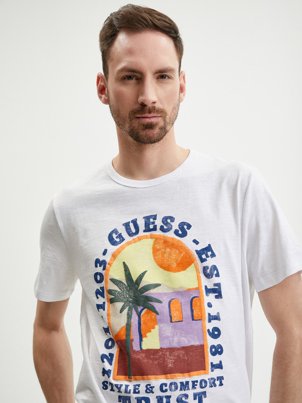 Guess Palm Window T-shirt Blanco