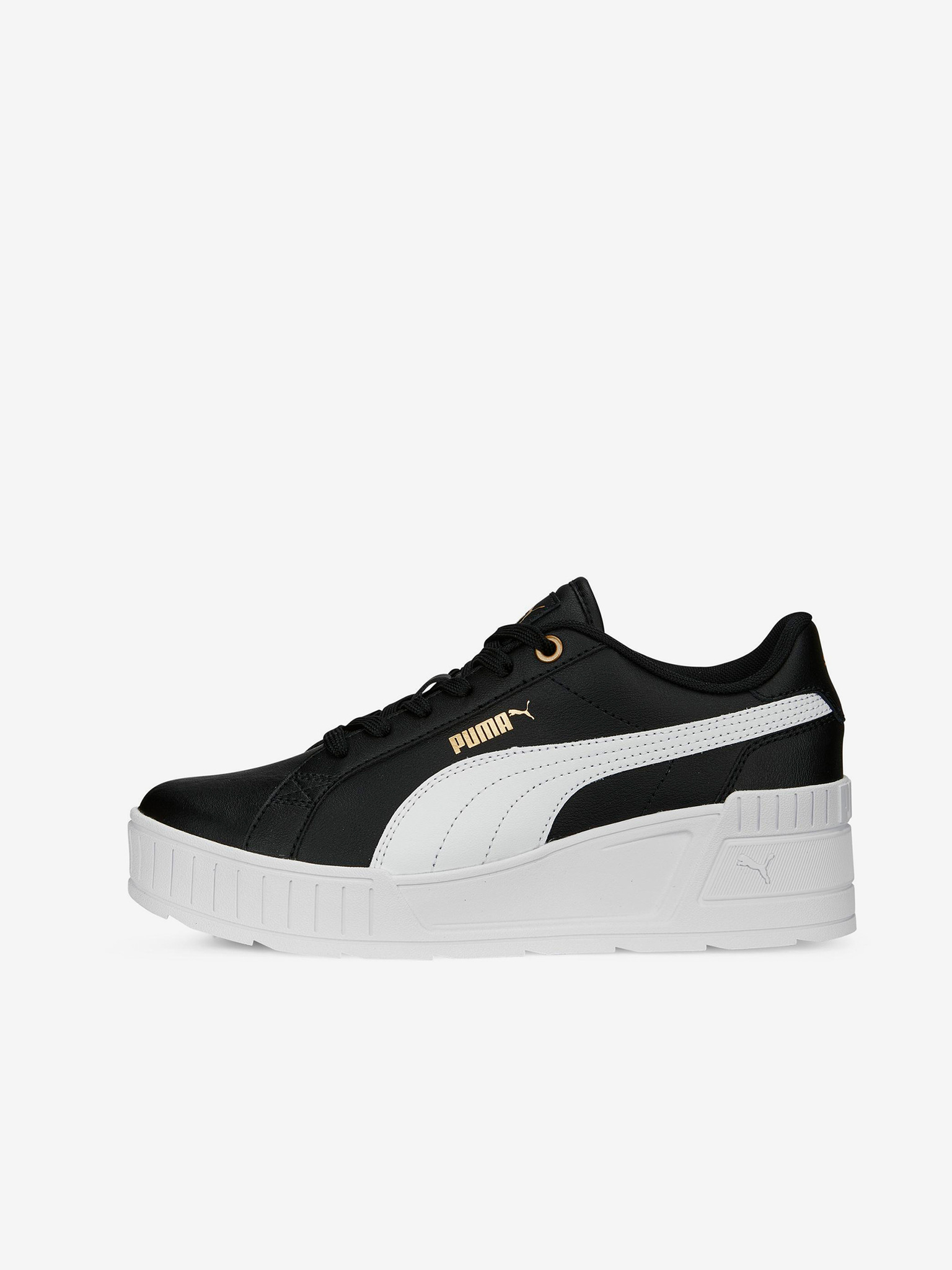 Puma wedge sneakers black and gold best sale