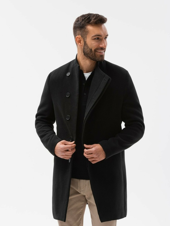 Levně Ombre Clothing Kabát Černá