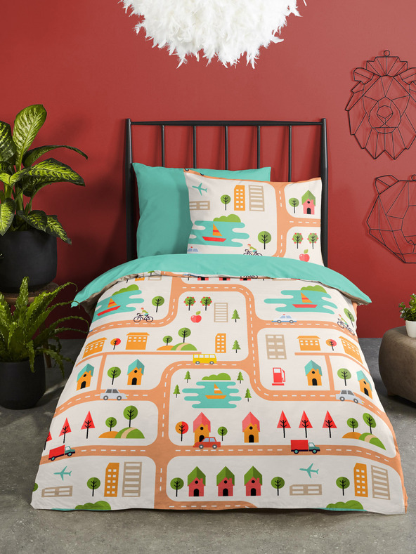 Good Morning Roadmap 140x200cm Bed Linen Set Azul