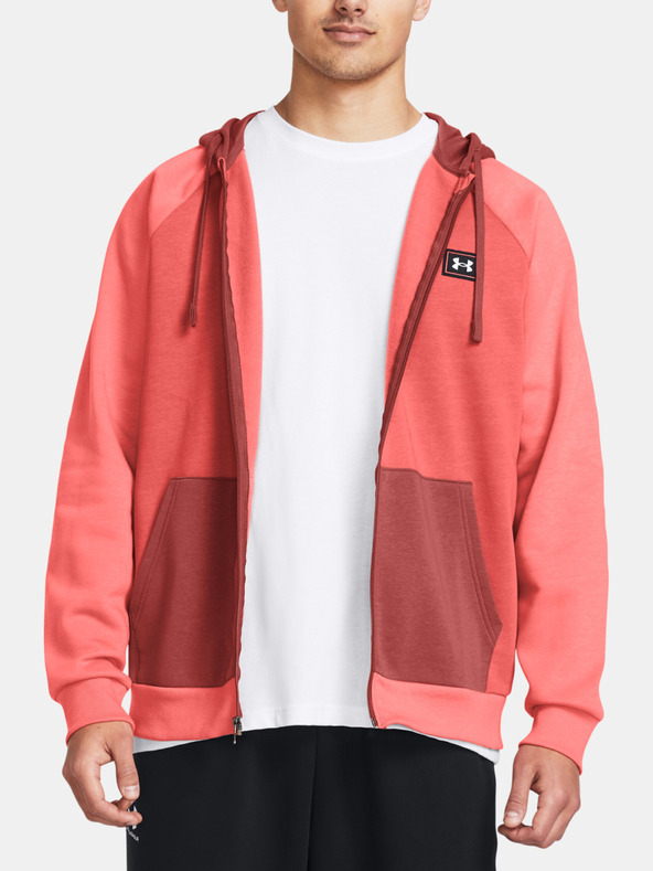 Under Armour UA Rival Flc FZ Colorblock Sweatshirt Rojo