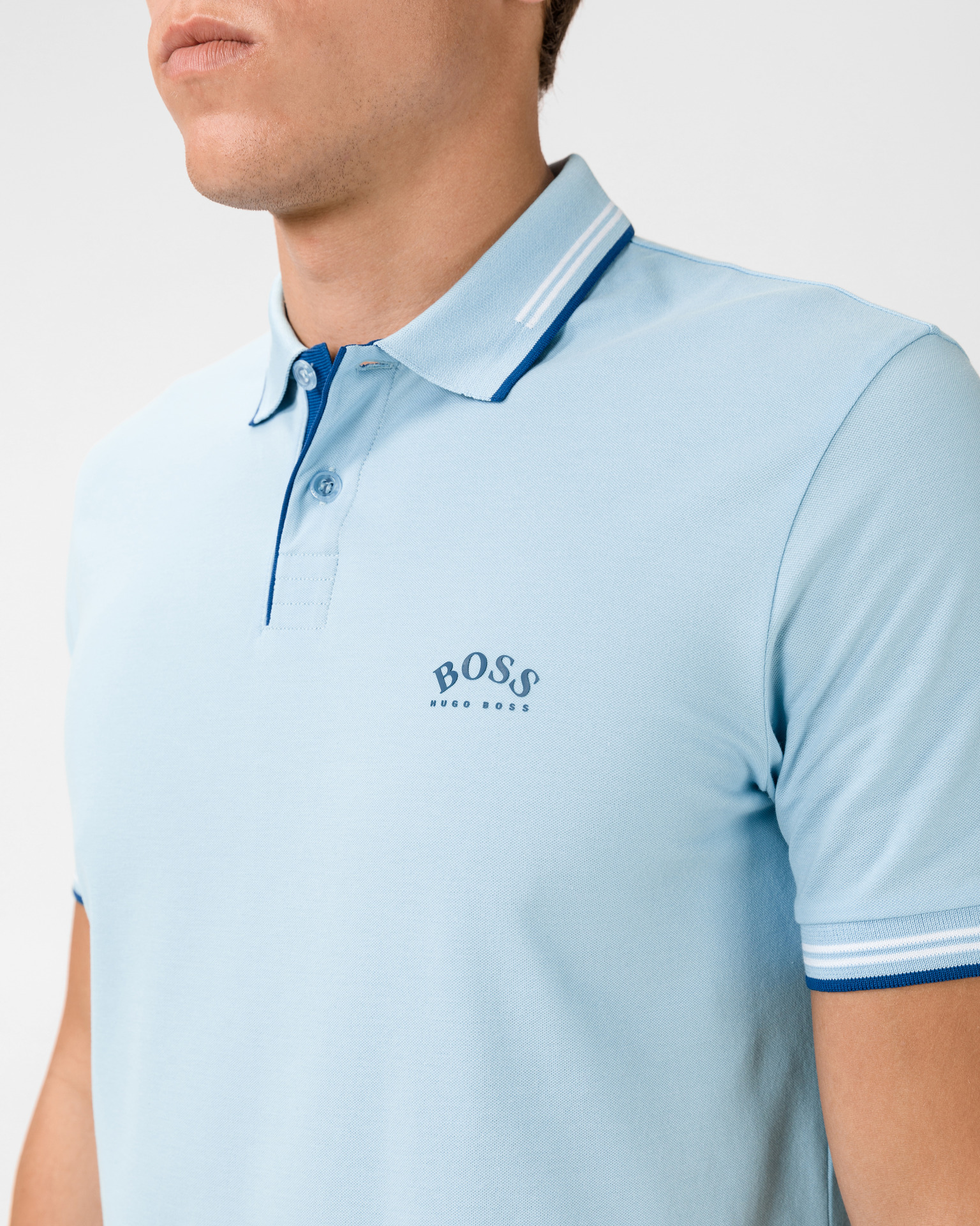 35598円 店舗良い ボス メンズ ポロシャツ トップス colour-block knitted polo shirt 404 BLUE