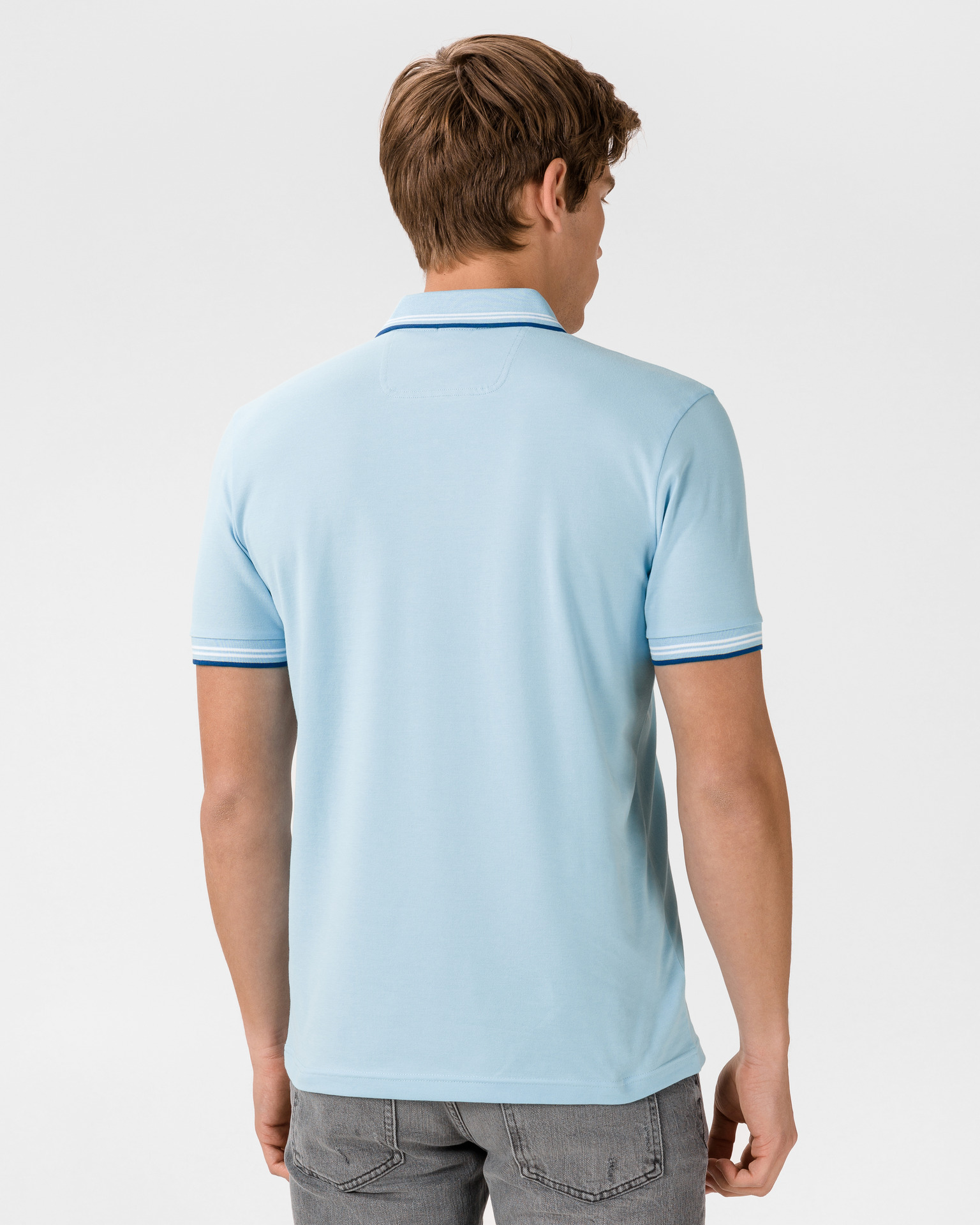 35598円 店舗良い ボス メンズ ポロシャツ トップス colour-block knitted polo shirt 404 BLUE