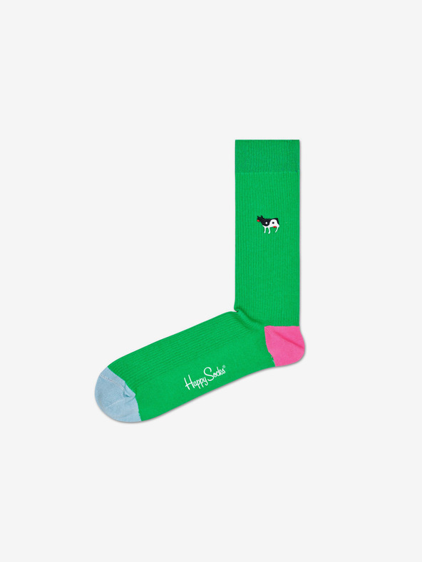 Дрехи > Бельо > Чорапи Happy Socks Ribb Embroidery Yin Yang Cow Чорапи Zelen